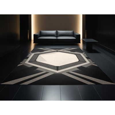 Tapis géométrique moderne lavable à la machine Cain