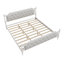 Structure de lit en bois massif de style traditionnel avec tête de lit tapissier capitonnée, sans sommier tapissier, très grand lit, blanc antique