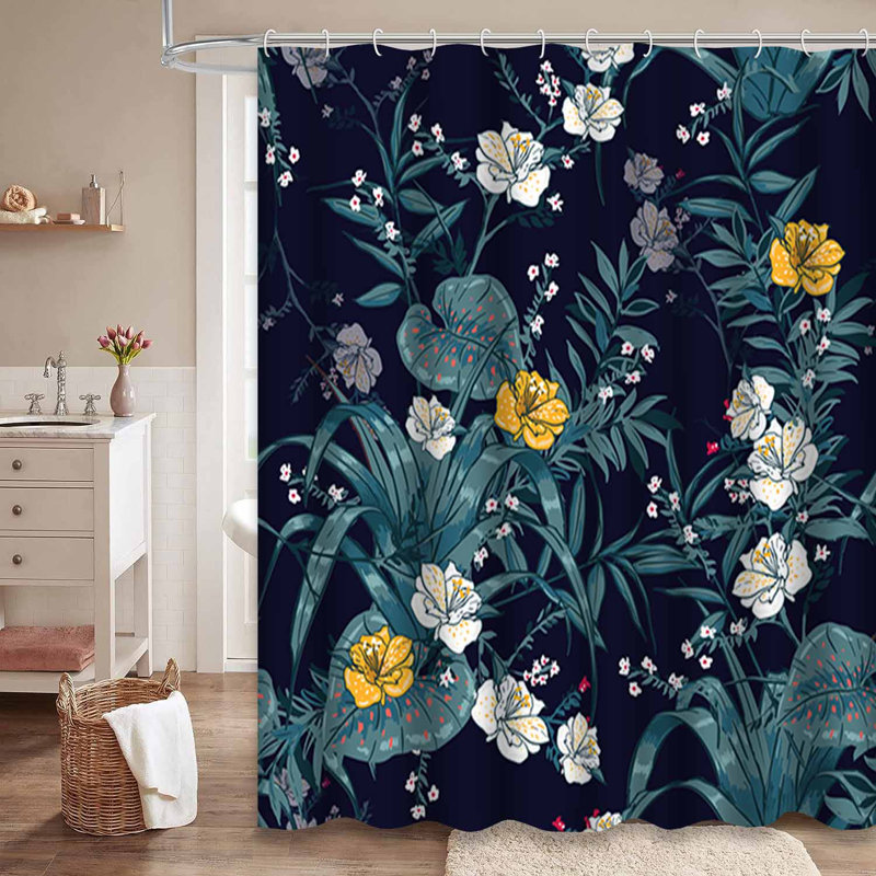 Rideau de douche tendance tendance bleu sarcelle avec 12 crochets, L 72 po x l 72 po