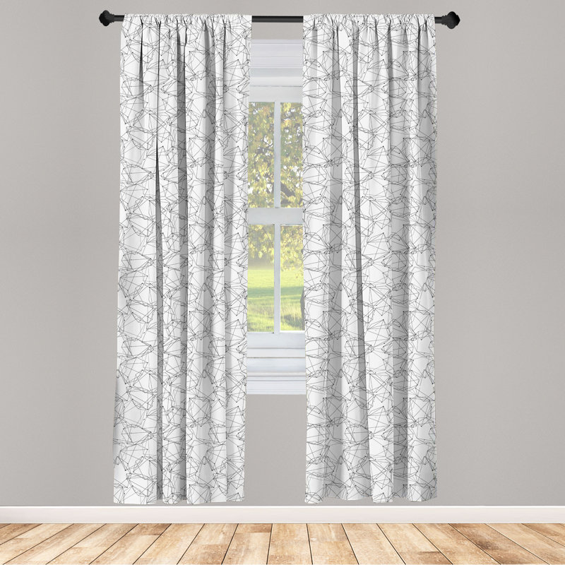 Rideaux 4 panneaux East Urban Home Modern, formes géométriques, pois nacrés et gris foncé, L 56 po x L 95 po