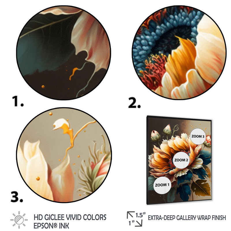 «Vibrant Sunflower I», reproduction sur toile, Impression noire sur toile encadrée, H 20 po x l 12 po x P 1 po