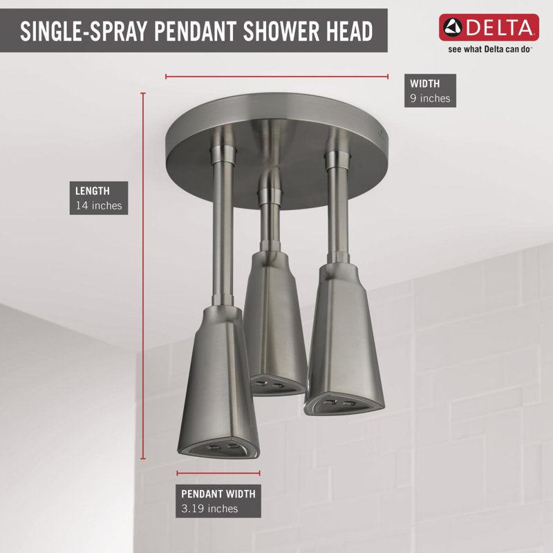 Pendant Full Rain Fixed Shower Head, Stainless Steel