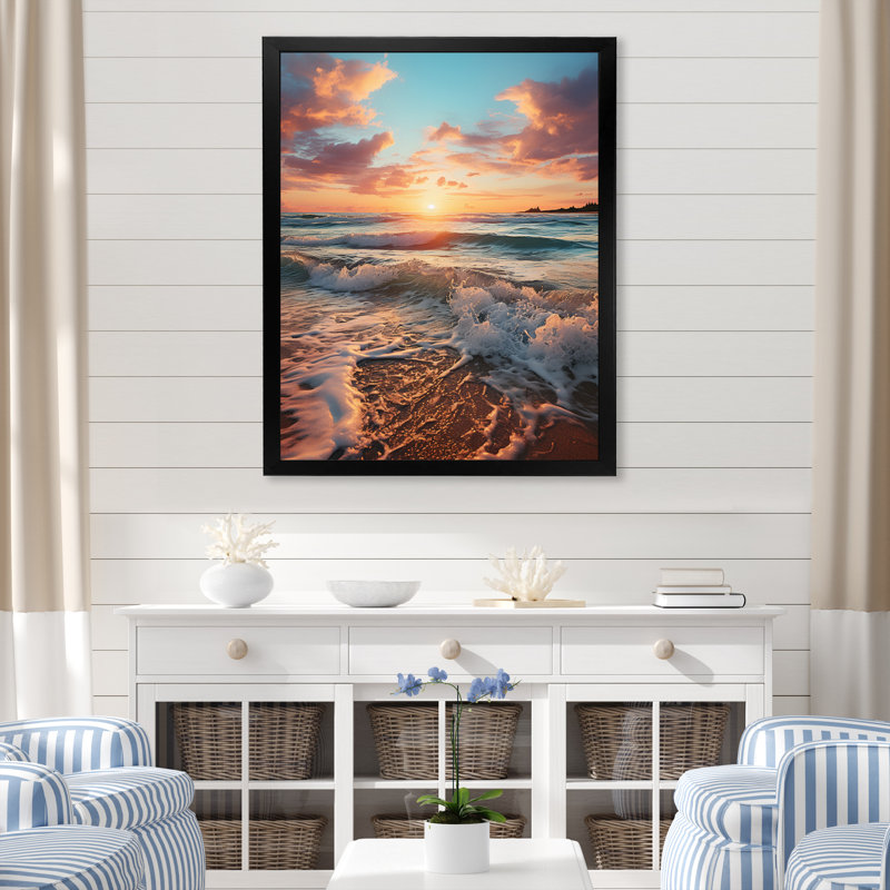 Ameya Beach Golden Sands XVIII sur toile, Cadre photo noir, H 20 po x l 12 po x P 1 po