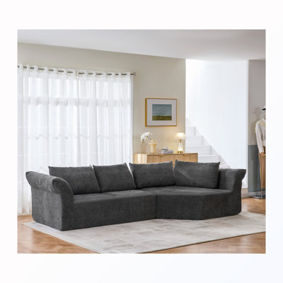 Right Arm Sectional Sofa with Throw Pillows