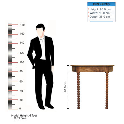 90 cm W Solid Wood Top Console Table