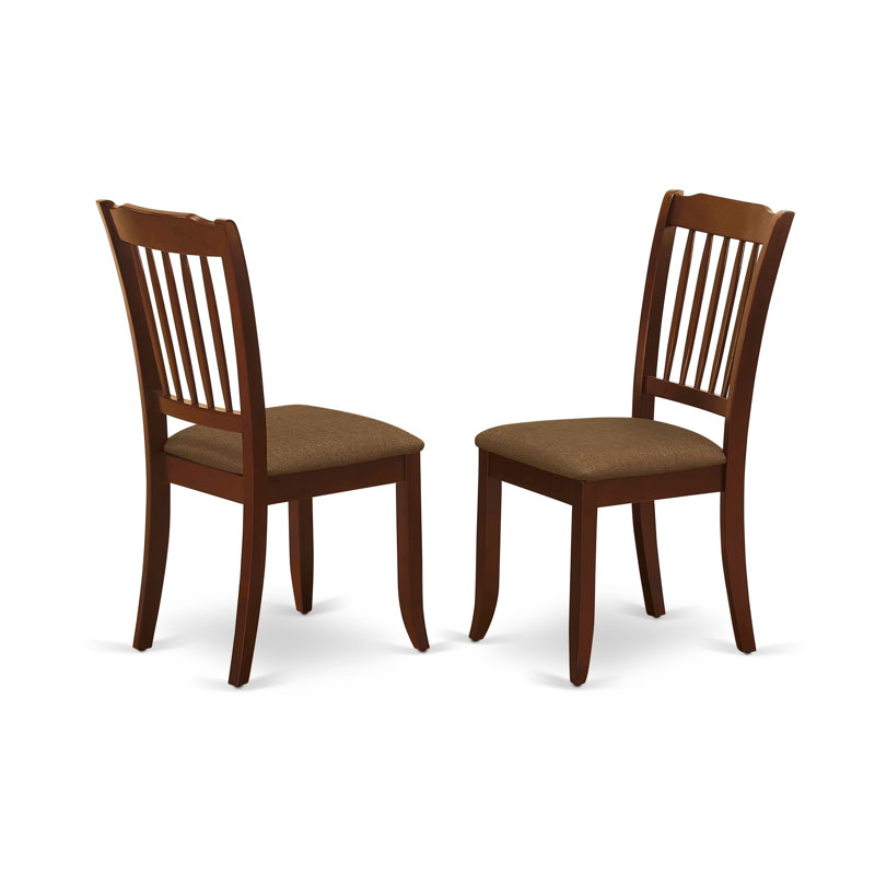 Ensemble de table de cuisine 3 pièces pour petits espaces comprenant une table ronde avec piédestal et 2 chaises de salle à manger en tissu de lin, 30 x 30 pouces, acajou