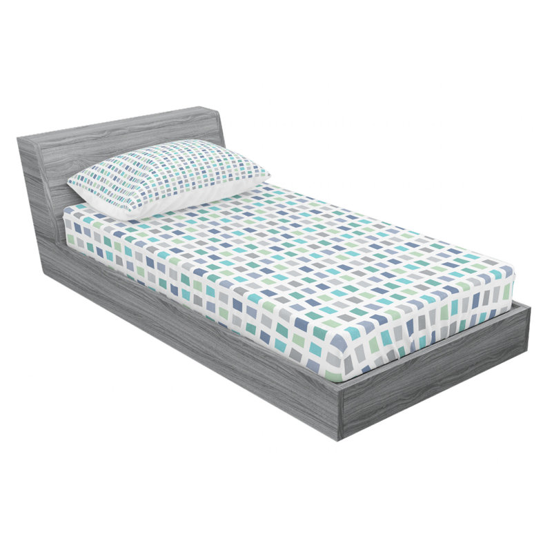Minimalist Microfiber Patterned Fitted Sheet, Twin Fitted Sheet with 1 Pillowcase