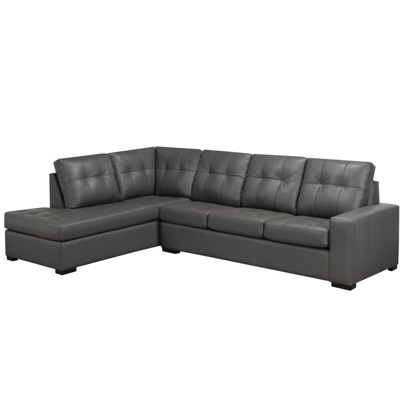Canapé modulaire en cuir Yeprad, Face à la gauche, Cuir gris foncé assorti