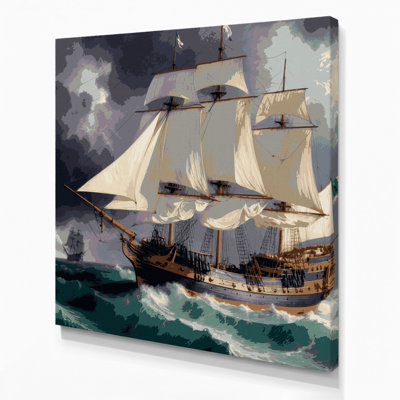 Nautical Historical Maritime Gray Canvas Wall Art