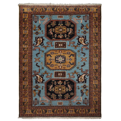 Tapis kazak traditionnel en laine noué à la main 8 x 11