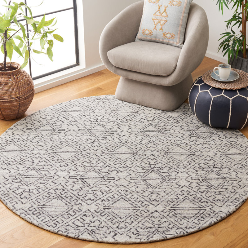 Tapis Casablanca 241 ivoire / noir Casablanca, Rond 6 pi