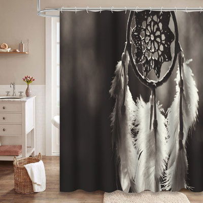 Rideau de douche Soft Dream Catcher en sépia naturel avec 12 crochets