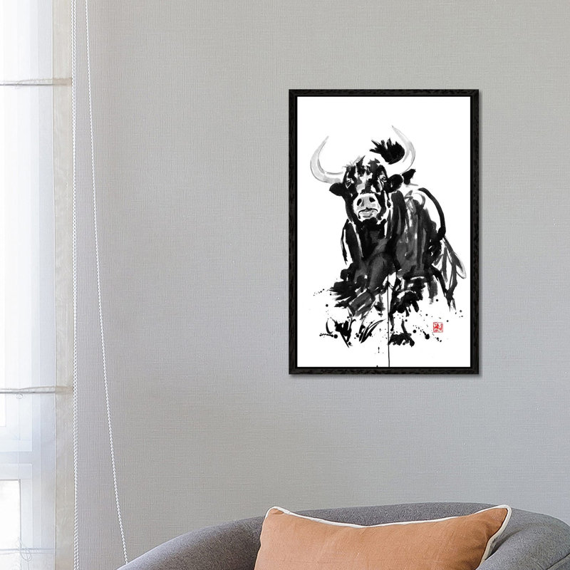 Buffalo by Péchane - Print on Canvas, 66.04 cm H x 45.72 cm W, Black Framed