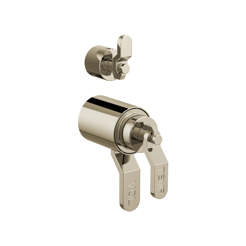 Litze® Roman Shower Integrated Valve with Handles, Polished Nickel, Industrial Lever