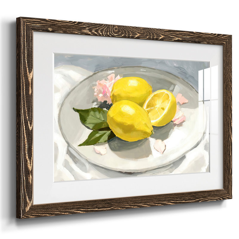 " Lemons On A Plate I ", Walnut, 18" H x 26" W x 1.5" D