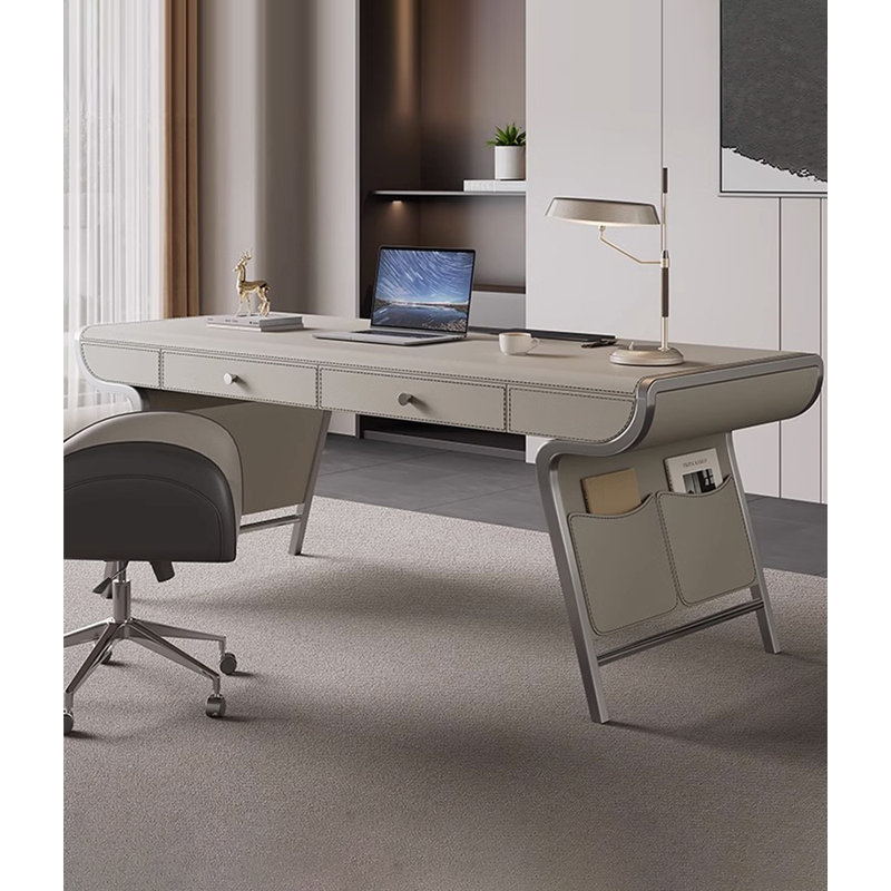 Bureau en bois massif clair et luxueux, H 29,53 po x l 70,87 po x P 27,56 po