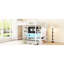 Lit mezzanine double en métal avec meuble télé et garde-robe-725005617