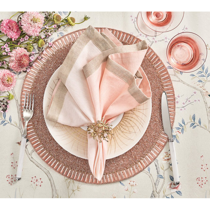 Dip Dye Linen Napkin, Blush/Gold