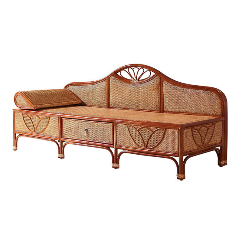 Chaise longue décontractée en rotin