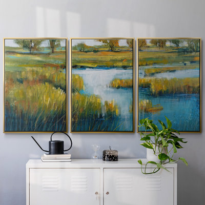 Marshland View IV, reproduction encadrée sur toile 3 pièces