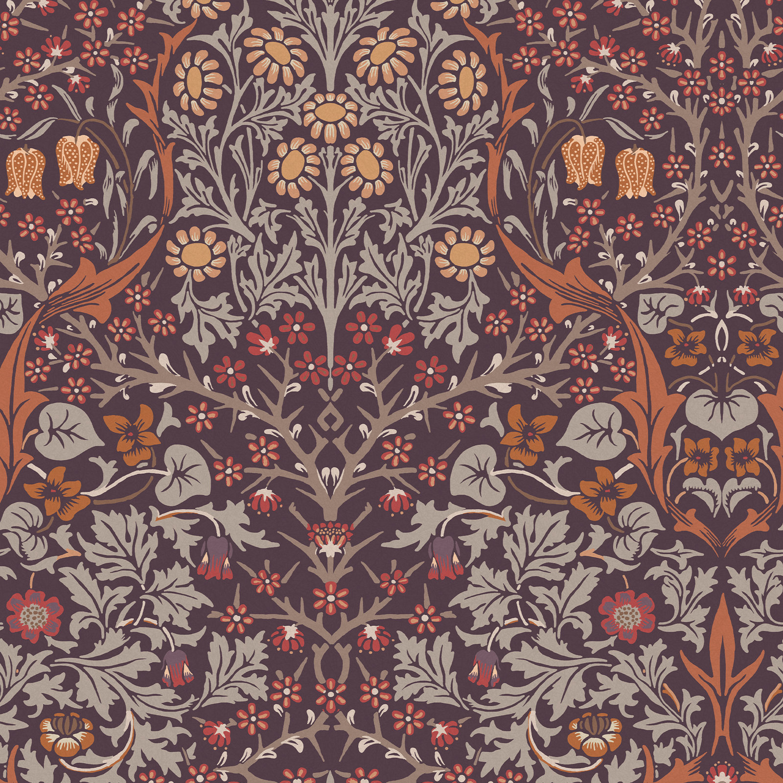 Nilda Floral Wallpaper, Blackthorn Plum