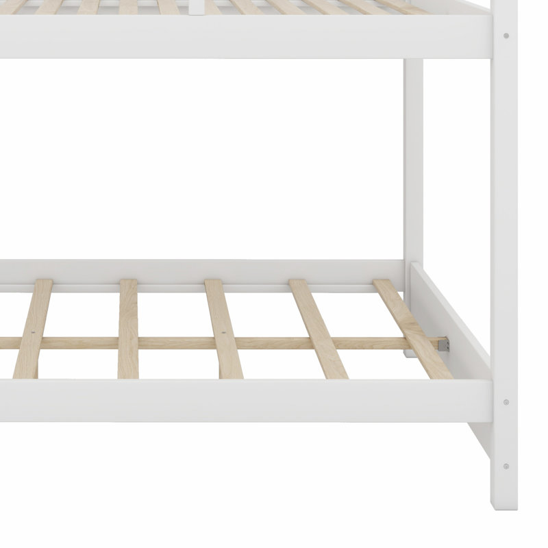 Lit superposé en bois avec échelle, Blanc