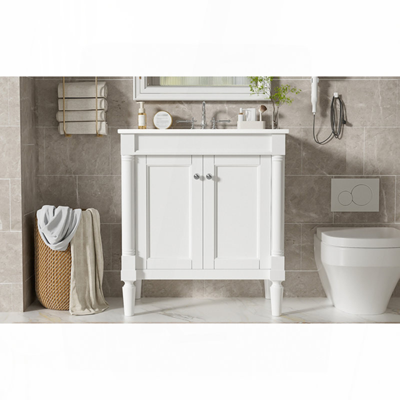 Meuble-lavabo 30 po avec lavabo en céramique, Blanc