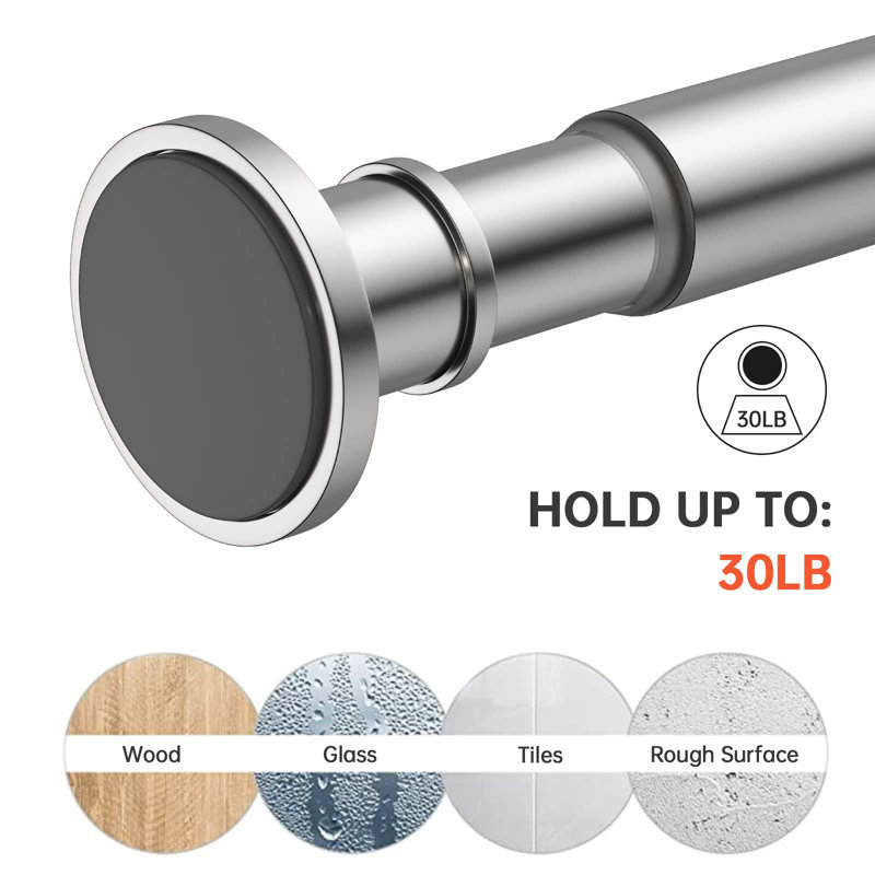 Brushed Nickel Stainless Steel Tension Shower Curtain Rod