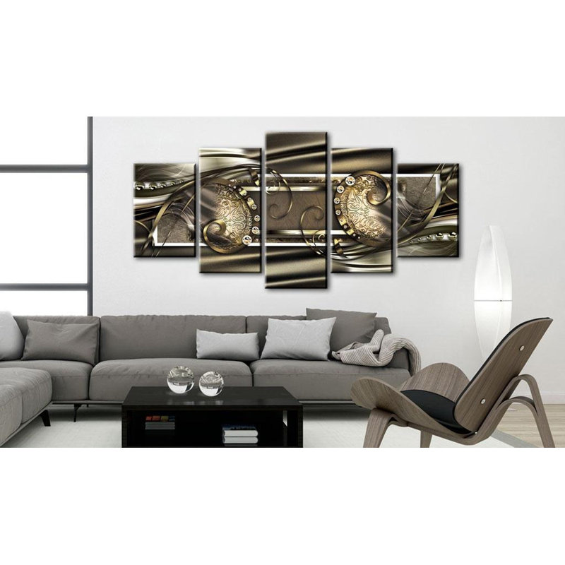 Haricots dorés sur toile, ensemble de 5 pièces, H 40 po x l 80 po x P 0,7 po
