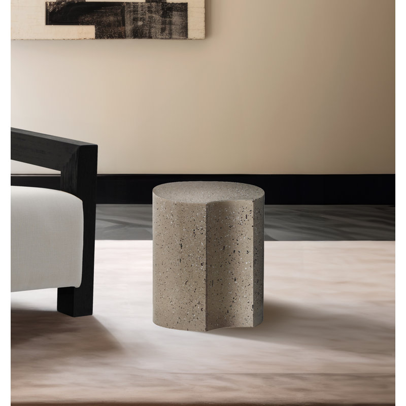 Hylie Iron Top End Table, Taupe/Terrazo Taupe, 16" H x 15" W x 15" D