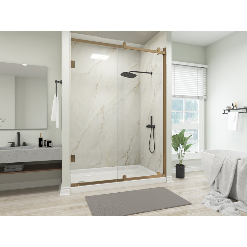 ShowHome W60" H78" D32" Four Walls Shower System White Marble, White 