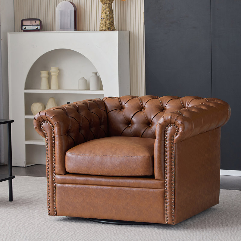 Fauteuil club pivotant Chesterfield, Cognac