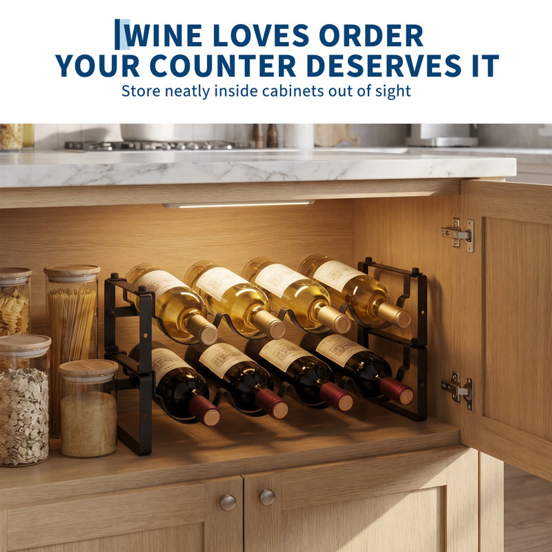 Wine Bottle Rack Black, 2 layers -8 bottles
