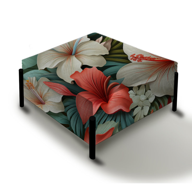 Paradise Mirage - motif tropical I - grand repose-pieds carré tropical