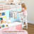 Low Loft Bed with Built-in Cushioned Seat & LED Reading Corner & 7 Storage Drawers & Bookshelves Metal Under-bed Play House Captain Bed with Curtain-1588940978-1583209766