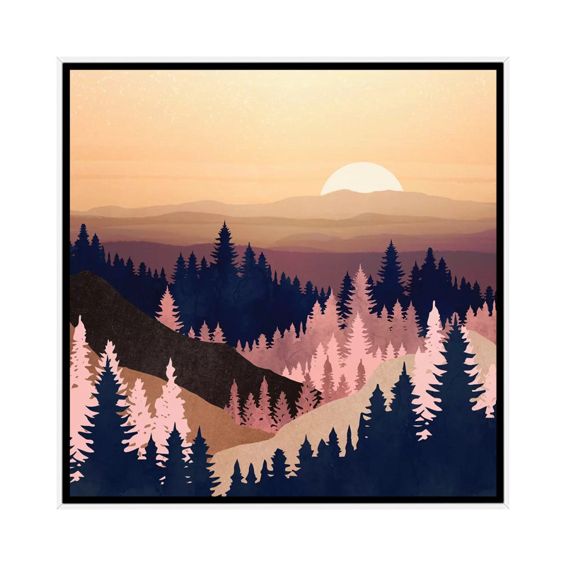 Summer Dusk - impression d'art graphique, Aucun mat, Toile blanche encadrée, 26" H x 26" W x 1.5'' D