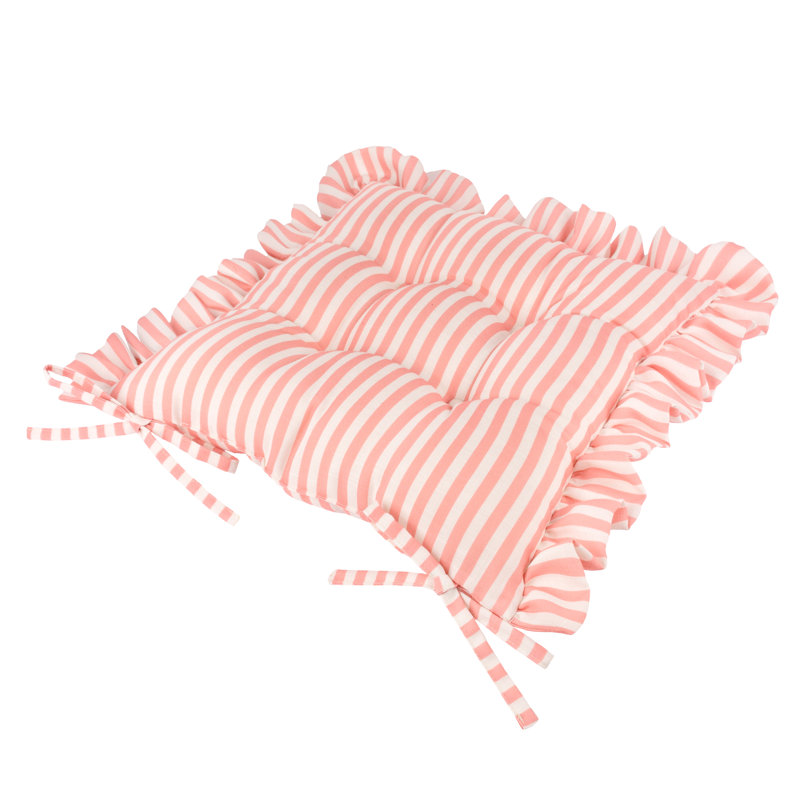 Millie Ruffle 2 Pack Indoor/Outdoor Seat Pads, Pink/White