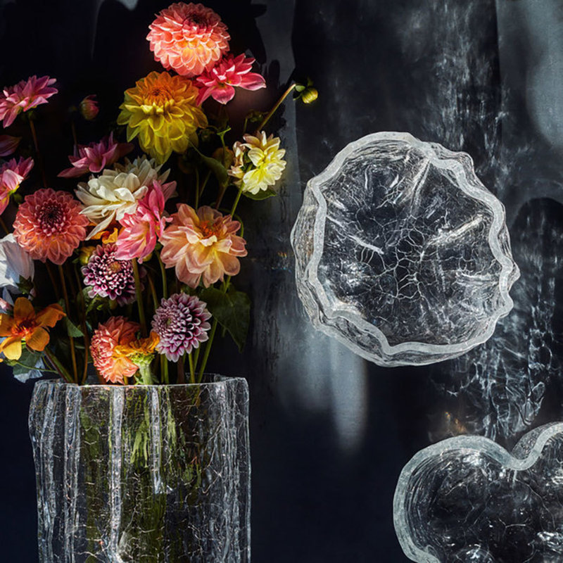 Crackle Handmade Glass Table Vase