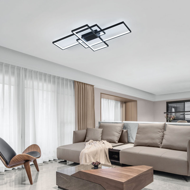 Canace 3-Light RectangleLED Flush Mount Ceiling Light, Black