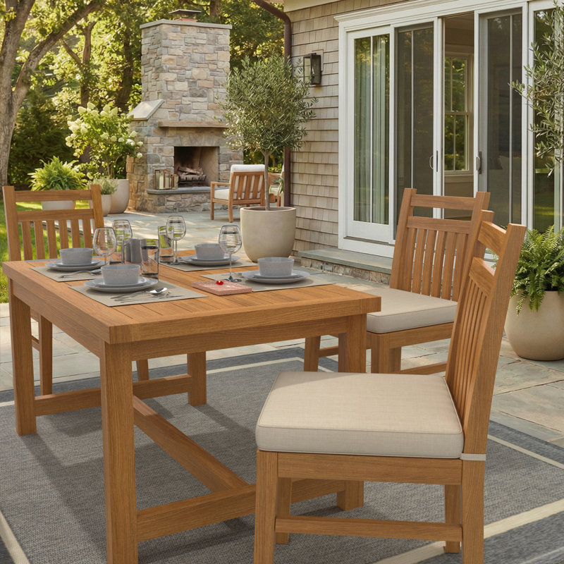 Sunbrella Indoor/Outdoor Dining Chair Cushion, 18" W x 18" D, Sunbrella® Canvas Flax