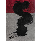 Modern Abstract Brush Stroke Area Arug