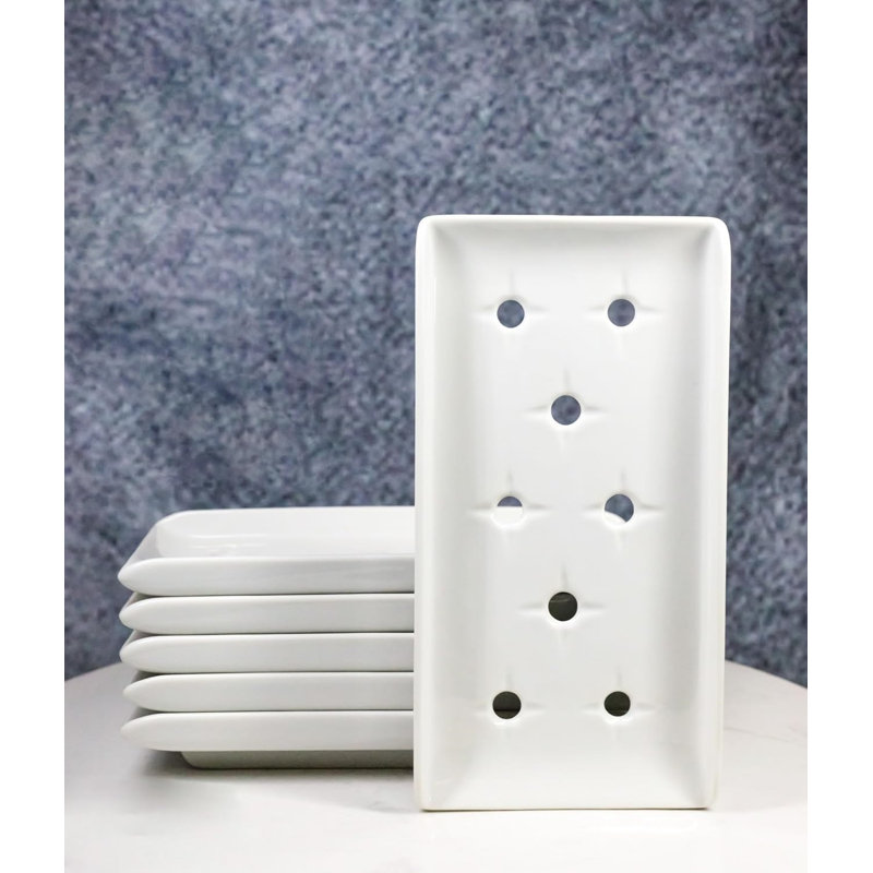 Paquet de 6 assiettes en céramique de cuisine japonaise, Blanc