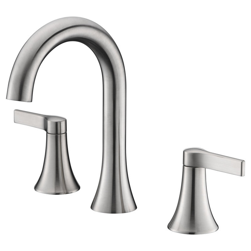 Robinet de salle de bain espacé à deux poignées 6 po à 10 po avec drain Davvid - Nickel brossé, Nickel brossé