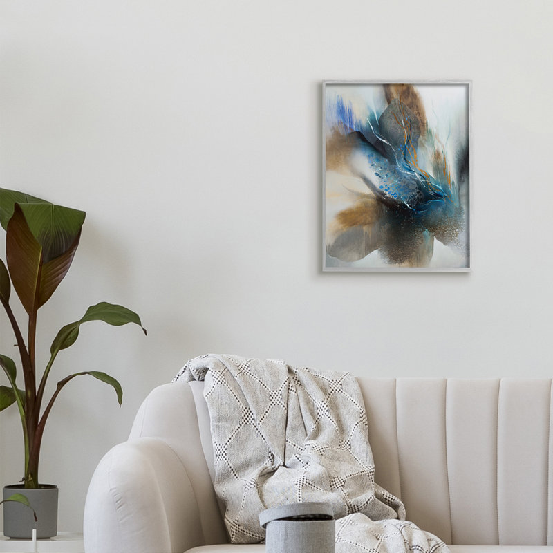 Traduction abstraite d'un oiseau tacheté bleu par K. Nari - impression, Estampe numérique Farmhouse, H 20 po x l 16 po