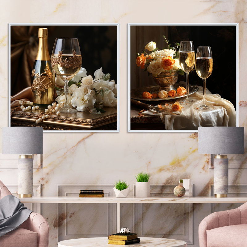 «Classic Elegance», 2 pièces, Cadre flottant blanc, H 36 po x l 73 po