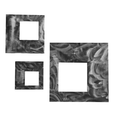 Meyerdirk Art Contemporary Geometric Steel Wall Art Set - Polished Silver