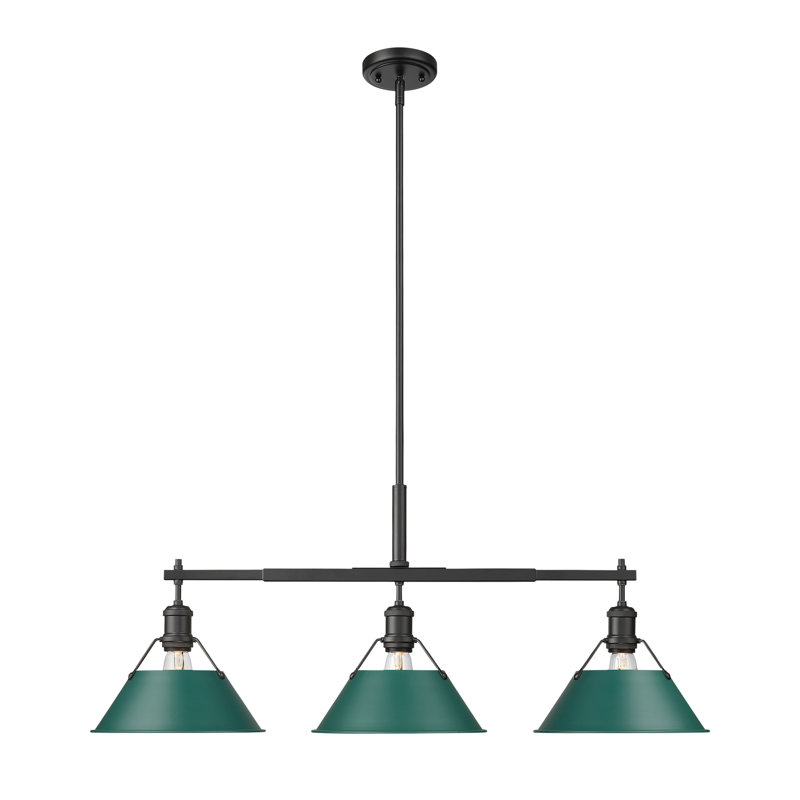 Luminaire suspendu linéaire 3 lumières Alezay, Noir mat