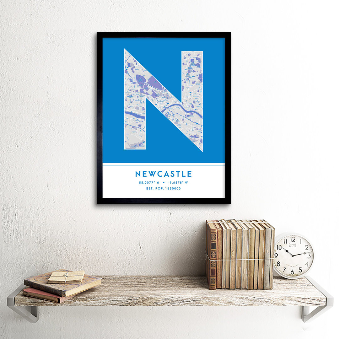Newcastle England United Kingdom City - Single Picture Frame Typography