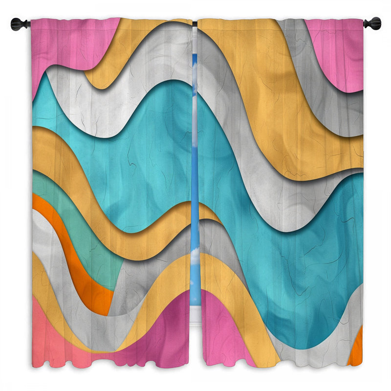 Rideaux de fenêtre abstraits, rideaux artistiques modernes - 2 panneaux, L 40 po x L 82 po