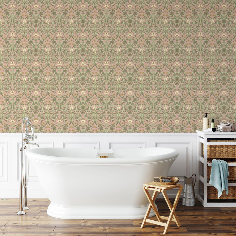 Ribbon Lily - Wallpaper, Peel & Stick, Sunset Pink